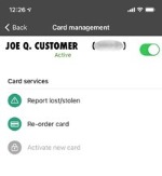 Peoples State Bank app showing card management screenshot