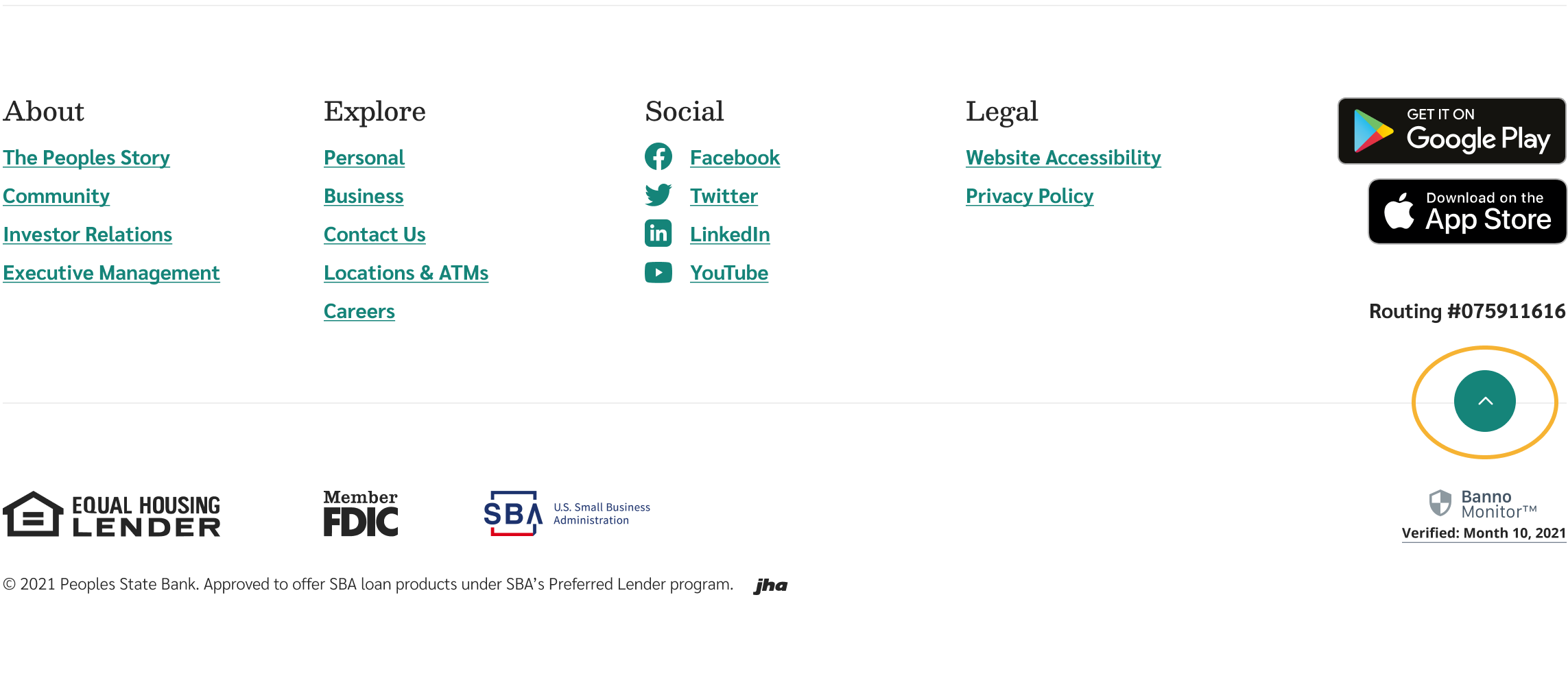 Words on screen showing the footer of the new website