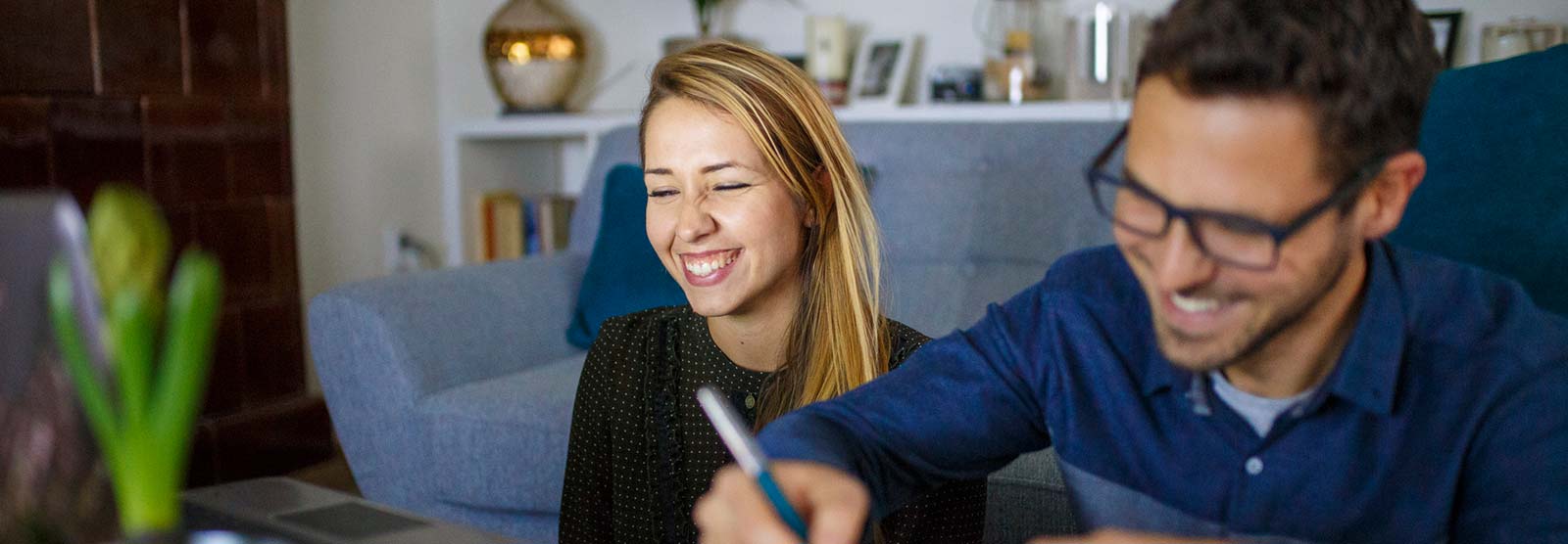 Couple going over finances