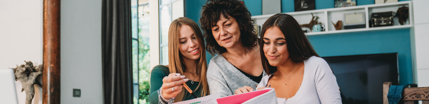 family discussing college finances