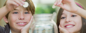 Kids saving coins