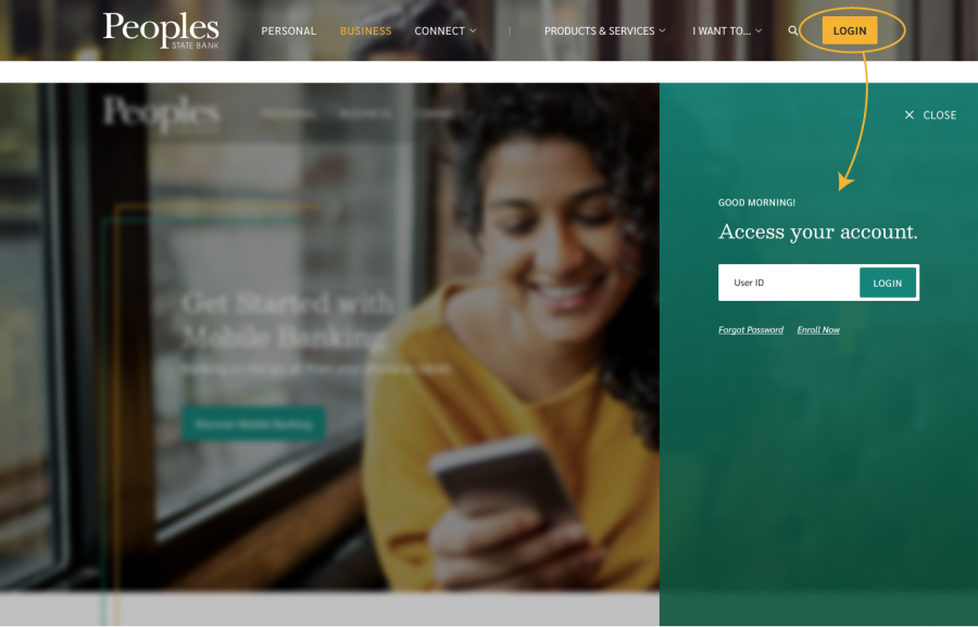 new website with Login to digital banking highlighted