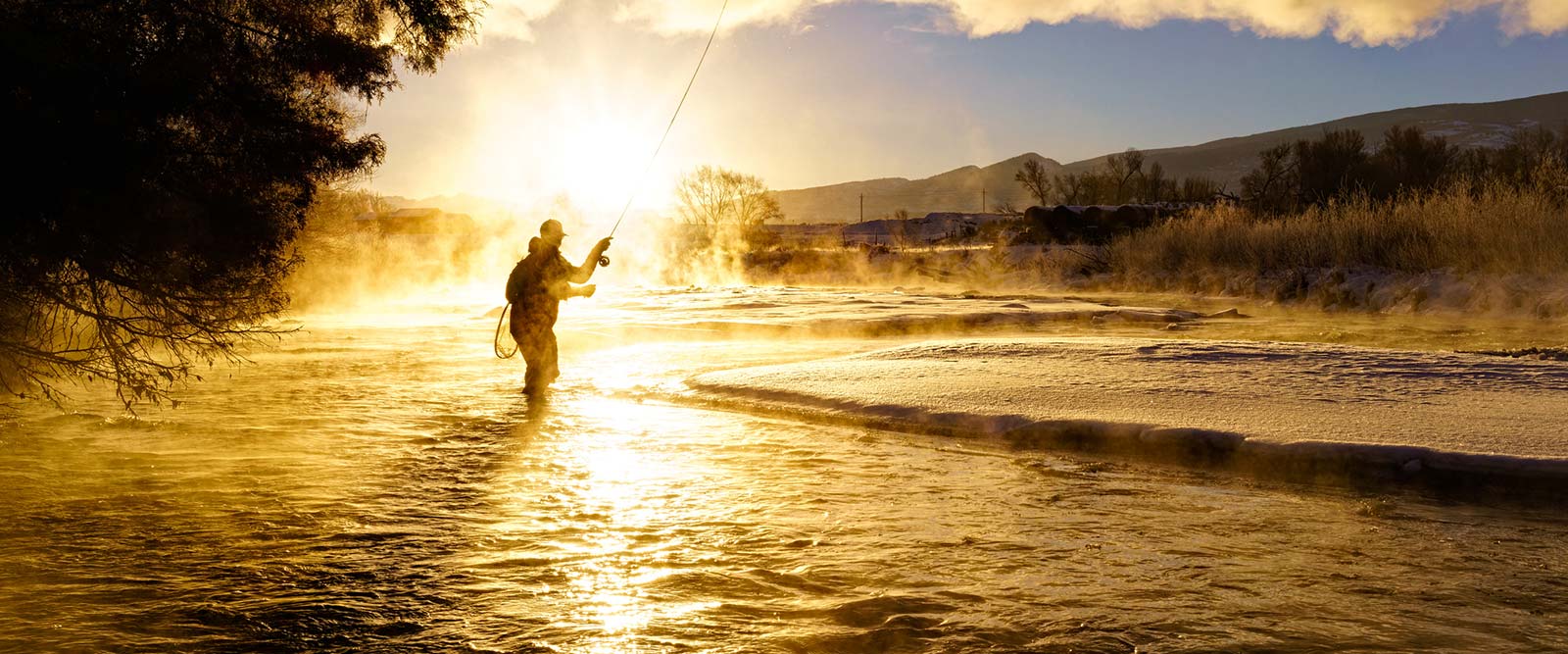 Man fishing in a river