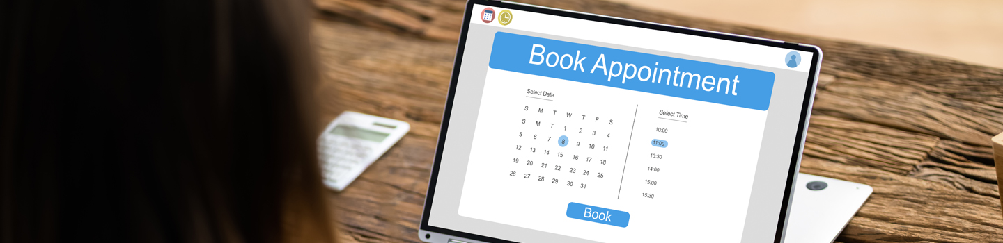 Book an appointment on a tablet