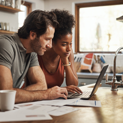 Couple looking at computer