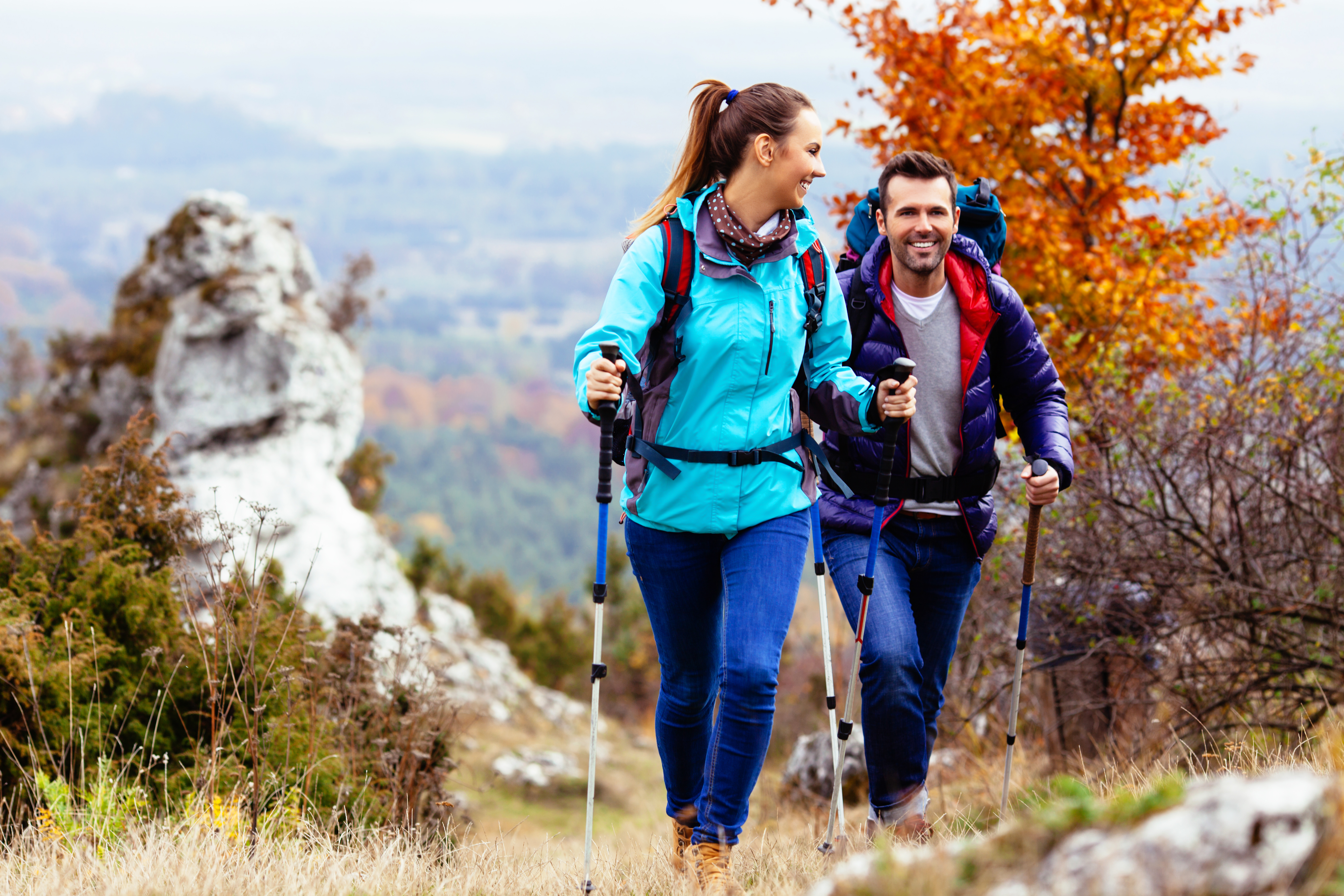 Couple on a fall hike