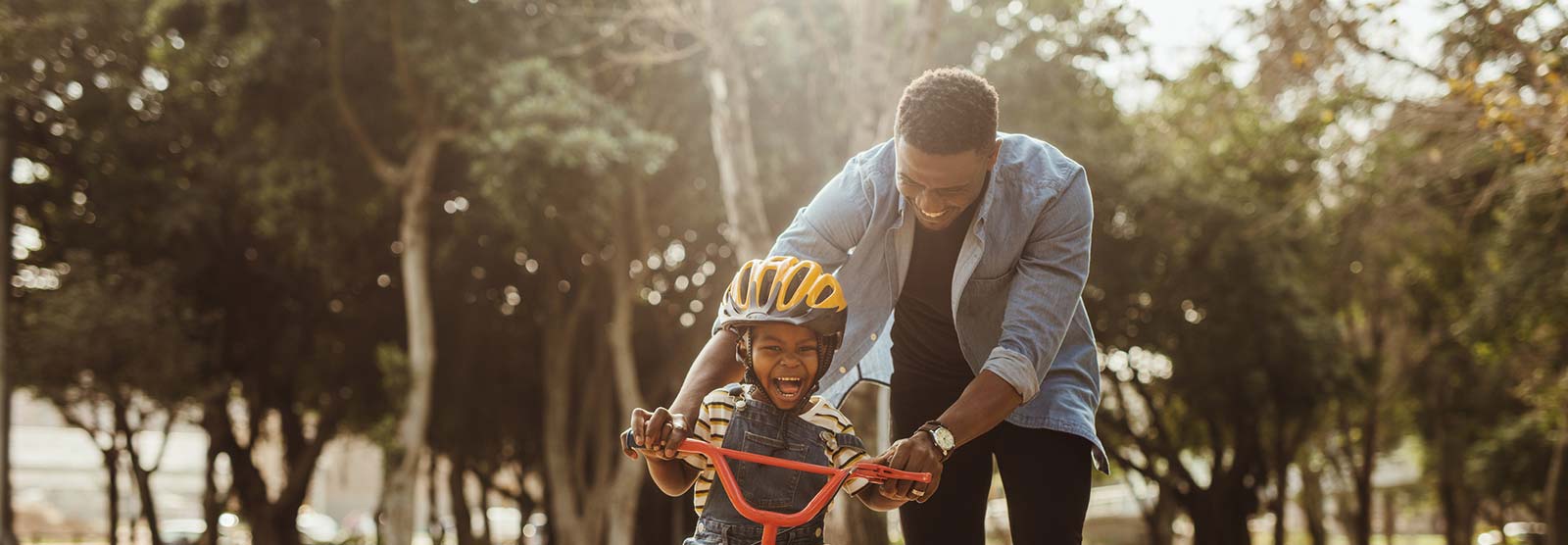 Father and son with a bicycle