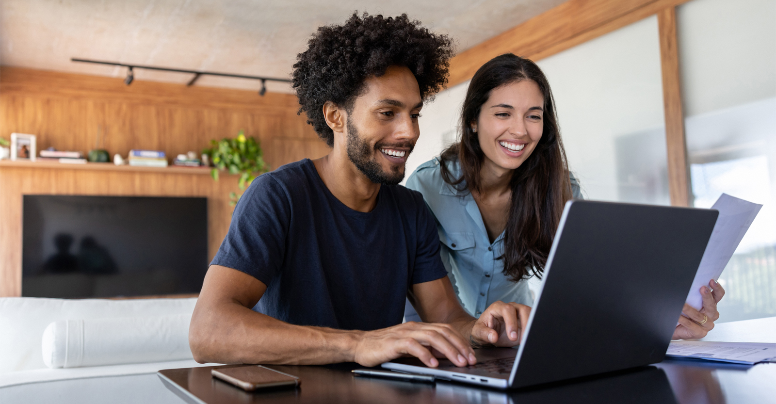 Young couple on computer 