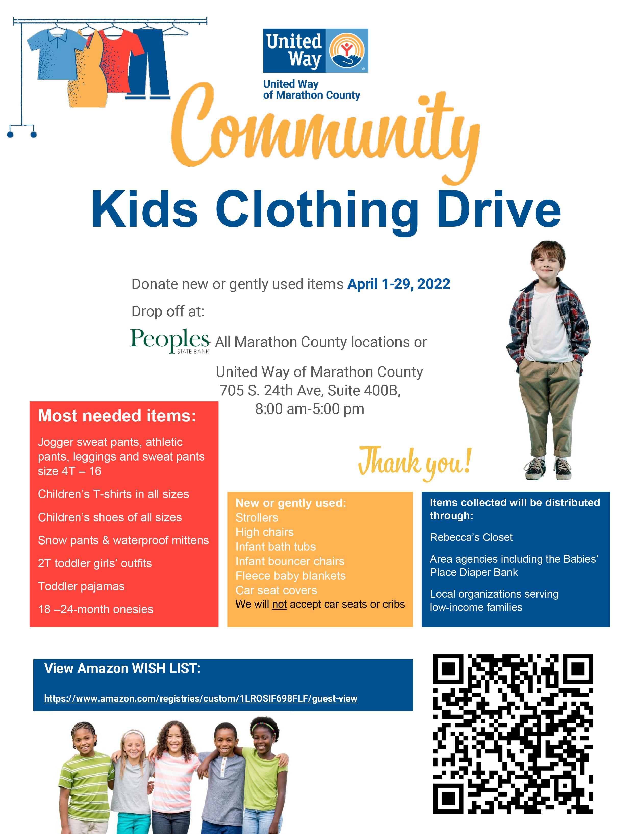 Kids clothing drive information