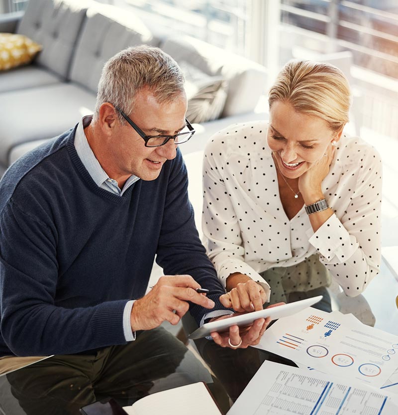 Couple looking at financials